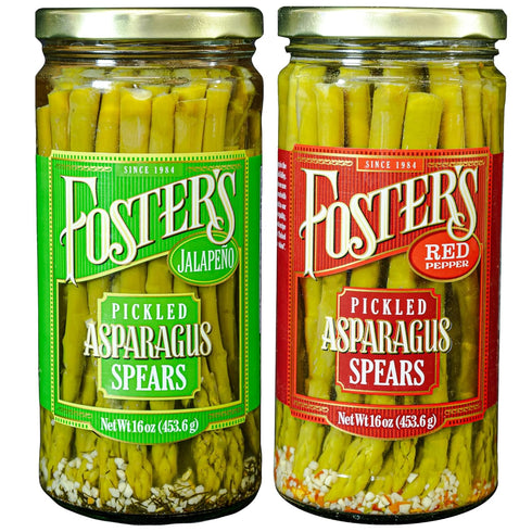 Foster's Hot Pickled Asparagus Spears in a Jar, Spicy Variety Pack, Jalapeo
