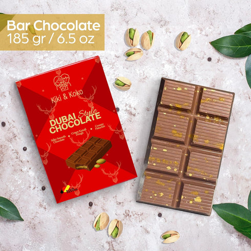 6.5oz Dubai Chocolate Pistachio Bar - Handmade Kunafa Baklava-Inspired Dessert with European Milk Chocolate