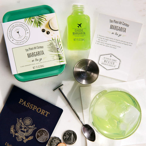 Thoughtfully Cocktails, Cocktail Kit Travel Tin Gift Set, Classic Margarita Mixer, Jigger, Bar Spoon