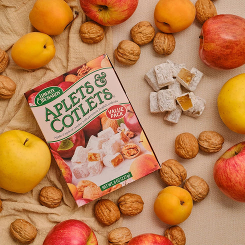 Pack 8 Oz Liberty Orchards, Aplets & Cotlets Value - Vegan, Fruit & Nut Chewy Candy