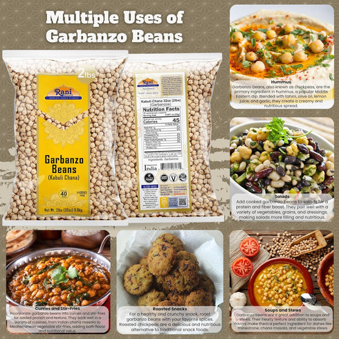 32oz (2lbs) 908g Rani Garbanzo Beans (Kabuli Chana) ~ All Natural | Vegan | Gluten Friendly | NON-GMO | Kosher | Indian