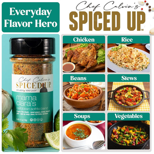 4.1 Oz Spiced Up Mama Clara Sofrito Seasoning for Rice, Beans & Soups | Latin Caribbean Flavor Blend with Cilantro
