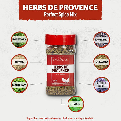 Eastanbul Herbs De Provence Seasoning, 2.3oz Natural Spice Blend from France, Perfect for Grills, Roasts, Stews & Soups