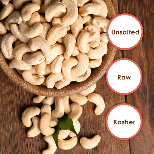 5 Lbs Raw Whole Cashews Bulk Resealable Bag Natural Unsalted Cashew Nuts Vegan & Keto Friendly Snack for Cooking