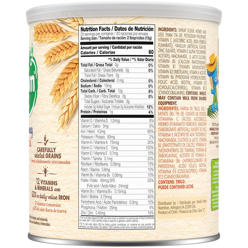 10.5 (Pack 12) Nestle Nestum Instant Cereal, Wheat & Honey, Ounce
