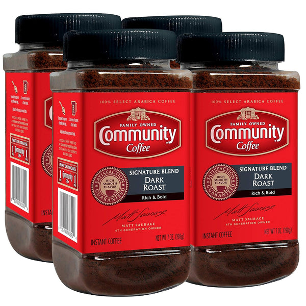 Community Coffee Signature Blend, Dark Roast Instant Coffee, 7 Ounce Jar (Pack