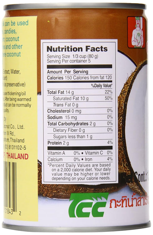 13.5 (Pack 12) Chaokoh Coconut Milk, Fluid Ounce