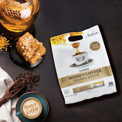 carnes 30 Count) Premium Instant Coffee Mix with Honey Powder (Original Mocha