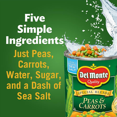 12 Pack, 14.5 oz Del Monte SPECIAL BLENDS Peas & Carrots, Canned Vegetables, Can