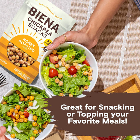 4-Pack, 5 BIENA Chickpea Snacks - Crunchy Roasted Chickpeas - High Fiber Protein Snacks for Adults and Kids - Ounce