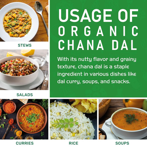 2 Jiva Organic Chana Dal Pound Bag - Non-GMO, Premium, Certified - Split Desi Indian Chickpeas
