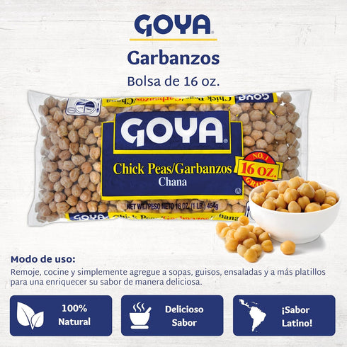 Pack 2 (16 oz Goya Dried Chickpeas, Dried Garbanzo Beans, Pantry Staples, of Cans)