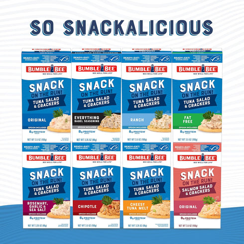 Pack 8g Tuna,(Pack 3) Bumble Bee Snack On The Run Original Tuna Salad with Crackers Kit - Ready to Eat Protein Snack
