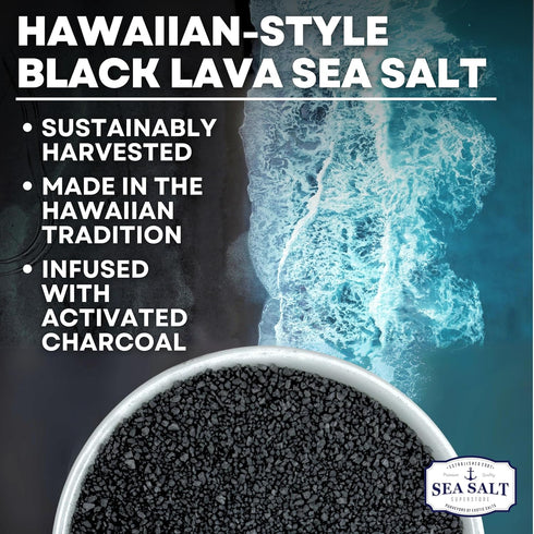 5 lb Black Lava Hawaiian Sea Salt Infused with Activated Charcoal Hawaiian-Style Black Salt for Seasoning, Grilling