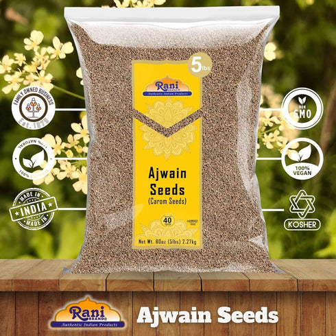 80oz (5lbs) 2.27kg Rani Ajwain Seeds (Carom Bishops Weed) Spice Whole Bulk ~ All Natural | Vegan | Gluten Friendly |