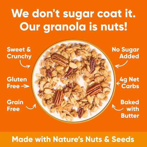 8 oz. 6 Count NuTrail Nut Granola, Peanut Butter, No Sugar Added, Gluten Free, Grain Free, Keto, Low Carb, Healthy