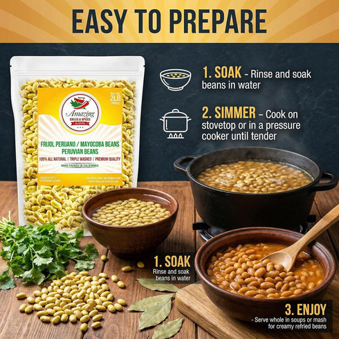 2 LB 100% Canary (Peruvian) Beans Bag, - Frijol Peruano - Mayocoba Beans, All Natural, Premium Quality. Triple Washed.