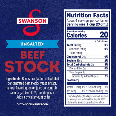 100% 32 Oz (Pack 12) SWANSON S Natural Unsalted Beef Stock, Carton