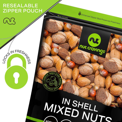 Filberts, (48oz 3 LB) Packed NUT CRAVINGS - Mixed Nuts (In Shell) Brazil, Walnuts, Almonds, Pecans - Fresh