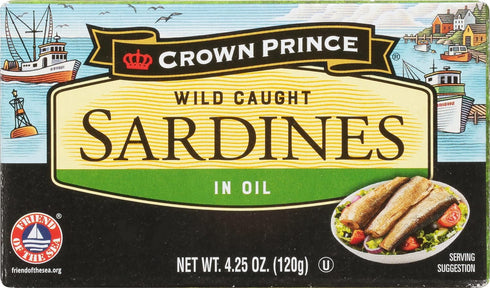 4.25-Ounce (Pack 12) Crown Prince Sardines in Oil, Cans