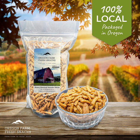 (26oz) Oregon Farm Fresh Snacks Honey Roasted Sesame Sticks - Sweet & Salty Sesame Snacks In Reusable Bag - Perfect