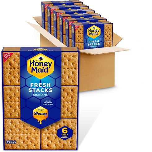 Honey Maid Fresh Stacks Graham Crackers, Bulk Travel Snacks, 6 Boxes (36