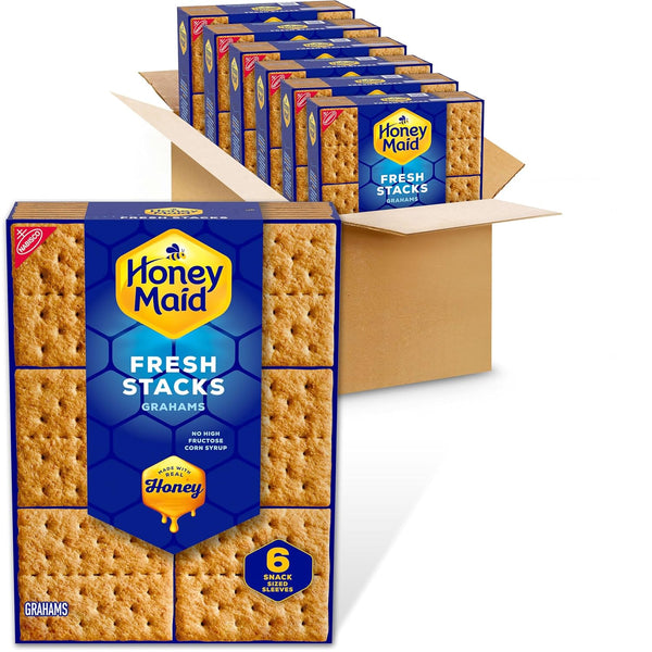 Honey Maid Fresh Stacks Graham Crackers, Bulk Travel Snacks, 6 Boxes (36