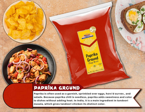 80oz (5lbs) 2.27kg Rani Paprika (Deggi Mirch, Low Heat) Spice Powder, Ground Bulk ~ All Natural, Salt-Free | Vegan | No