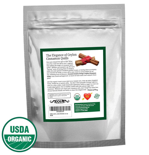 Organic Ceylon Cinnamon Sticks, 8 oz, Fair Trade Sourced from Sri Lanka, Gluten Free, True Cinnamon 3” Quills
