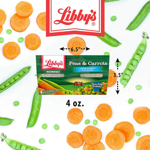 4-4oz (Pack 6) Libby's Microwavable Cups Cups of Choose Vegetable Type Below (Peas)
