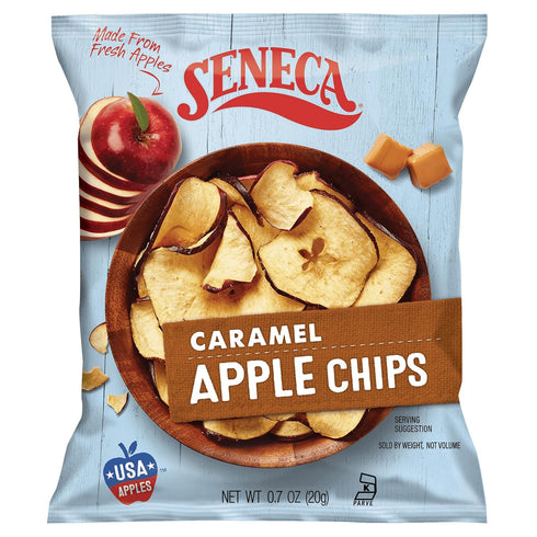 100% 0.7 (Pack 24) Seneca Caramel Apple Chips | Made from Fresh Apples | Red Delicious Apples | Yakima Valley Orchards