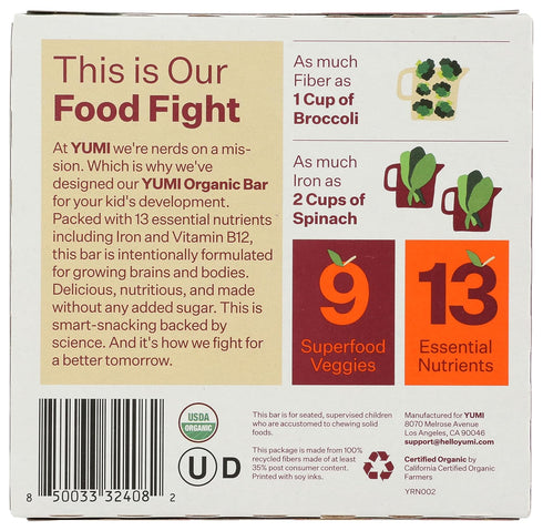 3.7 Yumi, Bars Toddler Apple Cinnamon Squash Organic, Ounce