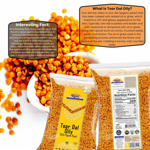 32oz (2lbs) 908g Rani Toor Dal (Split Pigeon Peas) Oily, ~ All Natural | Gluten Friendly | NON-GMO | Vegan | Indian