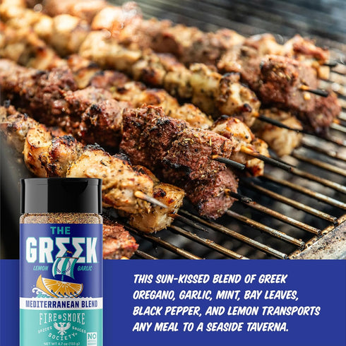 Fire & Smoke Society The Greek Seasoning | Mediterranean Flavors for Fish, Shrimp, Lamb, Pork | M 4.7 oz
