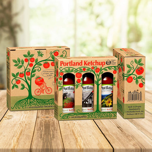 (14 oz pack 3) Portland Organic Ketchup Gift Box by Portlandia Foods fl - of Naturally Gluten-free, Vegan, non-GMO