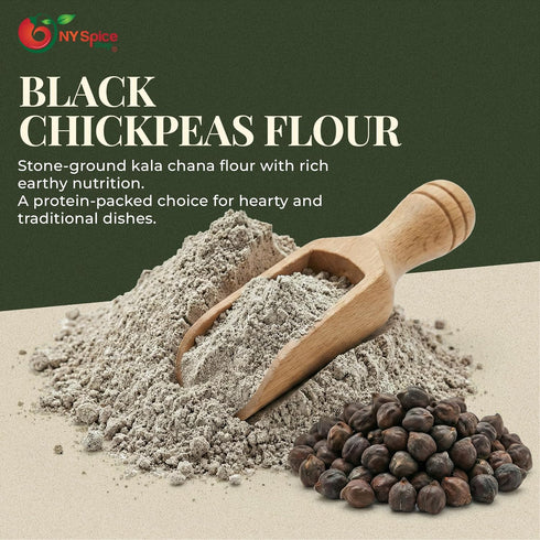 1 NY Spice Shop Pure Kala Chana Besan - Pound Black Chickpea Flour - Fine Chick Peas Flour - Healthy & Superfine Powder