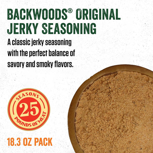 25 18.3 Packet Packet LEM Products Backwoods Original Jerky Seasoning, Ideal for Wild Game and Domestic Meat, Seasons