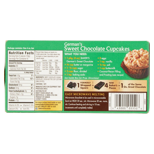 Kraft 4 OZ Bakers German Chocolate Bar