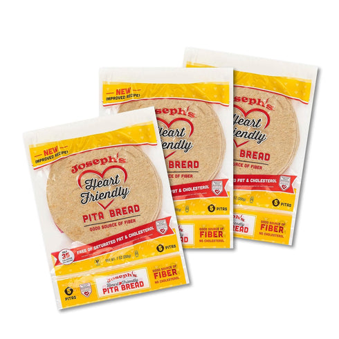Joseph's Heart-Friendly Pita Bread, 3g Net Carbs Per Serving, 3-Pack (5 Per