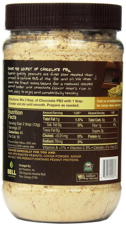 PB2 16 (Pack 2) Bell Plantation Powdered Peanut Butter with Premium Chocolate, Ounce