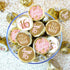 16 180 Count DISTINCTIVS Pink and Gold Sweet Birthday Party Favor Chocolate Kisses Candy Stickers, Sweet Sixteen