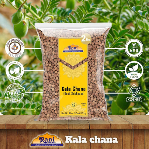 32oz (2lbs) 908g Rani Kala Chana (Desi Chickpeas Chana with skin) ~ All Natural | Gluten Friendly | NON-GMO | Kosher |