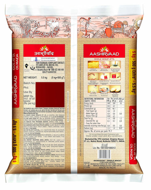 Aashirvaad 11lb Whole Wheat Atta