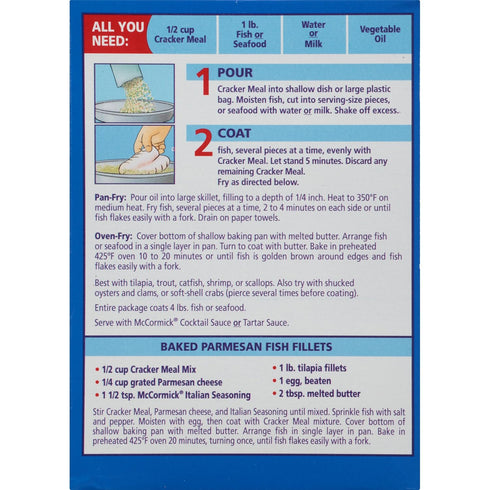 10 oz (Pack 8) McCormick Golden Dipt Cracker Meal Seafood Fry Mix