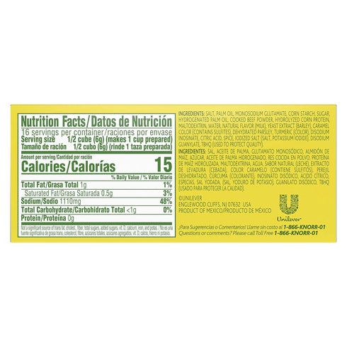 3.1 oz, 8 Knorr Bouillon Cubes For Sauces, Soups and Stews Beef Flavor Bouillon/Caldo de Res Naturally Flavored Ct