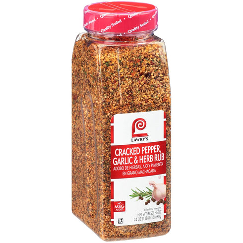 Lawry's Cracked Pepper, Garlic & Herb Rub, 24 oz - Garlic Pepper Rub for a Peppery Flavor, Perfect for Beef and Pork