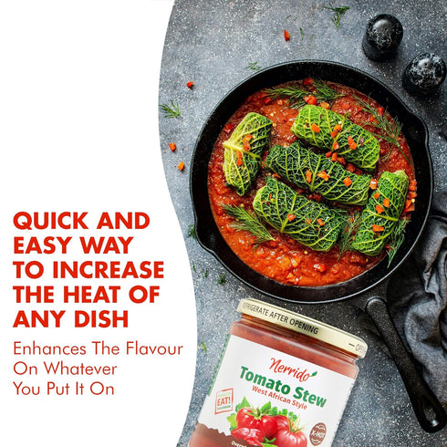 16oz (454g) 2 Pack) Nerrido Canned Tomato Stew & Jollof Rice Red Sauce, African Style Hot Pasta Sauce with Vegetables