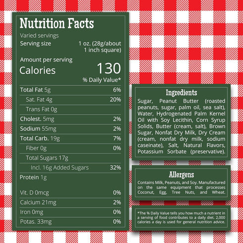 2 8 oz Packs Valley Fudge Peanut Butter Fudge One Pound | Fresh Artisan Fudge | Made with Real Wisconsin Butter |