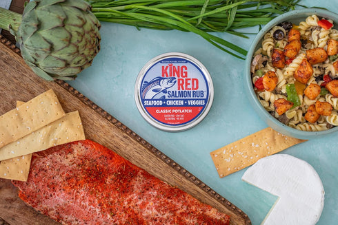 King Red Salmon Rub - Classic Potlatch Seasoning Dry Spice Blend for Grilled Seafood, All Natural, 3 oz Tin