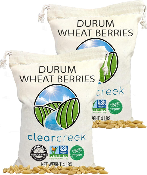 Clear Creek Certified Glyphosate Residue Free Durum Wheat Berries | 8 LBS